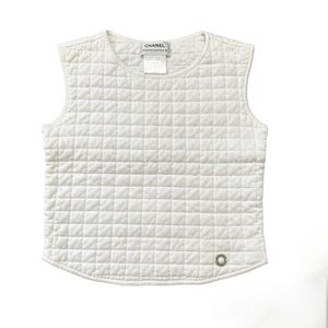 Authentic Vintage Chanel Identification White Quilted Vest Top